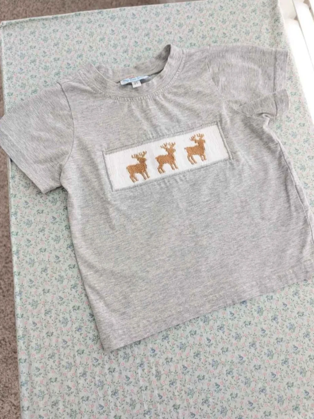 2T Smocked Deer Shirt